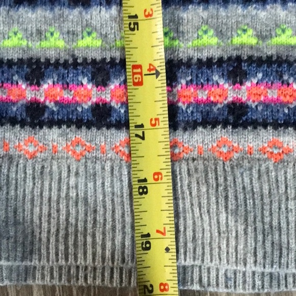 J Crew crop crew neck, wool sweater in neon Fair isle neon colors sz XS - Picture 6 of 6